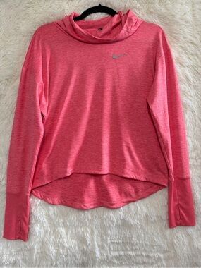 Nike Womens Elmnt Dri-Fit Running Hoodie Size M Coral Long Sleeve Top Thumbholes